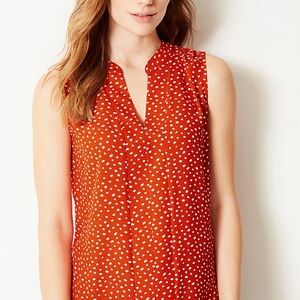 Collective Concepts Red Polka Dot Sleeveless Split-Neck Top